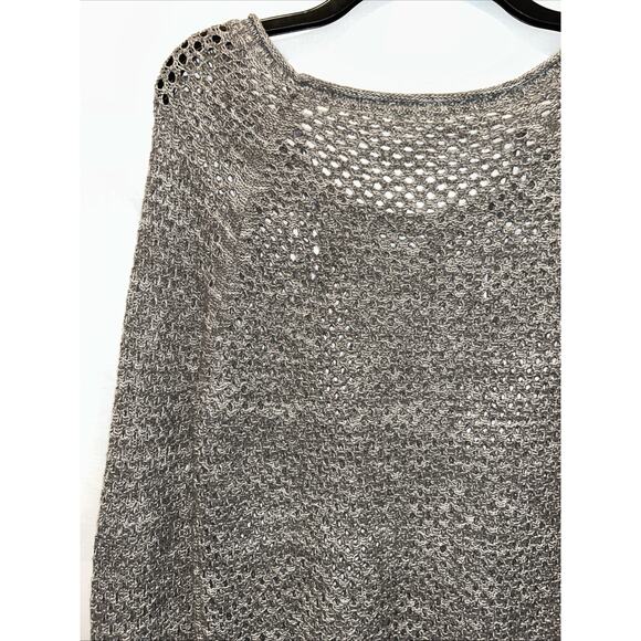 Roxy Fishnet Crochet Sweater Womens Medium Heathered Gray Grunge Coastal Beach - Picture 9 of 15